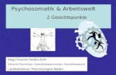 Psychosomatik & Arbeitswelt 2 Gesichtspunkte Mag.Christine Seidler-Kohl Klinische Psychologin, Gesundheitspsychologin, Psychotherapeutin Landesklinikum.
