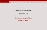 123456789101112 Geoinformation3 1314151617181920 Geoinformation III Fortsetzung DTDs, UML XML Vorlesung 13a.