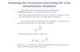 Deutung der Arrhenius-Gleichung für eine bimolekulare Reaktion Die Arrhenius-Gleichung lässt sich auf Basis der Stoßtheorie deuten (hardsphere collision.