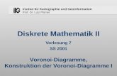 Institut für Kartographie und Geoinformation Prof. Dr. Lutz Plümer Diskrete Mathematik II Vorlesung 7 SS 2001 Voronoi-Diagramme, Konstruktion der Voronoi-Diagramme.