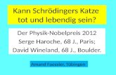 Kann Schrödingers Katze tot und lebendig sein? Der Physik-Nobelpreis 2012 Serge Haroche, 68 J., Paris; David Wineland, 68 J., Boulder. Amand Faessler,