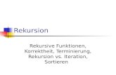 Rekursion Rekursive Funktionen, Korrektheit, Terminierung, Rekursion vs. Iteration, Sortieren.
