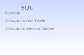 SQL Überblick Abfragen aus einer Tabelle Abfragen aus mehreren Tabellen.