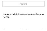 SS 2011EK Produktion & LogistikKapitel 5/1 Kapitel 5 Hauptproduktionsprogrammplanung (MPS)