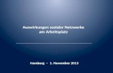 Auswirkungen sozialer Netzwerke am Arbeitsplatz Hamburg – 1. November 2013.