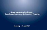 Umgang mit dem Betriebsrat – Gestaltungsfragen und strategisches Vorgehen Hamburg – 4. Juni 2013.