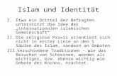 Islam und Identität I.Etwa ein Drittel der Befragten unterstützt die Idee der internationalen islamischen Gemeinschaft II.Die religiöse Praxis orientiert.