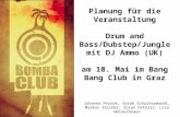 Planung für die Veranstaltung Drum and Bass/Dubstep/Jungle mit DJ Ammo (UK) am 18. Mai im Bang Bang Club in Graz Johanna Prorok, Sarah Schultermandl, Markus.