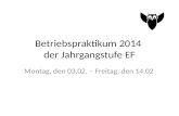 Betriebspraktikum 2014 der Jahrgangstufe EF Montag, den 03.02. – Freitag, den 14.02.