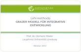 Prof. Dr. Clemens Mader Leuphana Universität Lüneburg Oktober 2012 Lehrmethode GRAZER MODELL FÜR INTEGRATIVE ENTWICKLUNG.