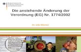 Standbild Die anstehende Änderung der Verordnung (EG) Nr. 1774/2002 Dr. Udo Wiemer.