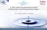 Wasserverbandstag e.V. Bremen, Niedersachsen, Sachsen-AnhaltBDEW-Landesgruppe Norddeutschland 1 Jahr neues Kooperationsmodell - Erfahrungen und Herausforderungen.