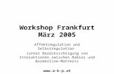 Workshop Frankfurt März 2005 Affektregulation und Selbstregulation (unter Berücksichtigung von Interaktionen zwischen Babies und Borderline-Müttern) .