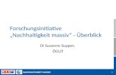 NACHHALTIGKEIT MASSIV 1 Forschungsinitiative Nachhaltigkeit massiv - Überblick DI Susanne Supper, ÖGUT.