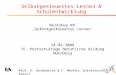 Prof. G. Gerdsmeier & C. Martin; Universität Kassel Selbstgesteuertes Lernen & Schulentwicklung Workshop 09 Selbstgesteuertes Lernen 14.03.2008 15. Hochschultage.