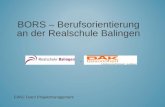 1 BORS – Berufsorientierung an der Realschule Balingen - EWG-Team Projektmanagement.