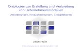Ontologien zur Erstellung und Verbreitung von Unternehmensmodellen Anforderungen, Herausforderungen, Erfolgsfaktoren Ulrich Frank iwi.