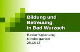 Bildung und Betreuung in Bad Wurzach Bedarfsplanung Kindergarten 2012/13.