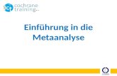 Einführung in die Metaanalyse. cochrane training Steps of a Cochrane review 1.Fragestellung festlegen 2.Auswahlkriterien definieren 3.Methoden definieren.
