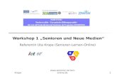 Krope Workshop 1 „Senioren und Neue Medien“ Referentin Uta Krope (Senioren-Lernen-Online)