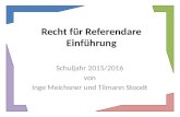 Recht für Referendare Einführung Schuljahr 2015/2016 von Inge Meichsner und Tilmann Stoodt.