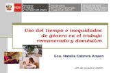 Uso del tiempo e inequidades de género en el trabajo remunerado y doméstico 29 de octubre 2009 Eco. Natalia Cabrera Amaro.