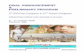 3° Congresso EfFECNa e 27 Congresso ANIARTI - Influencing Critical Care Nursing in Europe