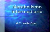 Metabolismo intermediario M.C. Karla Díaz. Metabolismo El metabolismo es la suma de todas las transformaciones químicas que se producen en una célula.