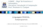Linguagem PASCAL1 UFRPE – Deptº de Estatística e Informática Disciplina: Introdução à Computação Prof.: Paulemir G. Campos Linguagem PASCAL Subprogramas.