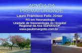 APNÉIA DA PREMATURIDADE Lauro Francisco Felix Júnior R3 em Neonatologia R3 em Neonatologia Unidade de Neonatologia do Hospital Regional da Asa Sul/SES/DF.