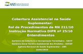 Cobertura Assistencial na Saúde Suplementar: Rol de Procedimentos da RN 211/10 Instrução Normativa DIPR nº 25/10 Entendimentos Cobertura Assistencial na.