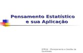 Pensamento Estatístico e sua Aplicação EPR16 – Planejamento e Gestão da Qualidade Professora Michelle Luz.