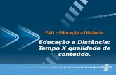 EAD – Educação a Distância EAD – Educação a Distância Educação a Distância: Tempo X qualidade de conteúdo.