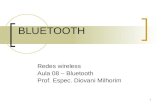 1 BLUETOOTH Redes wireless Aula 08 – Bluetooth Prof. Espec. Diovani Milhorim.