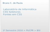 Laboratório de Informática CSS Seletores Fontes em CSS 1º Semestre 2010 > PUCPR > BSI Bruno C. de Paula.