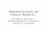 Regionalização do Espaço Mundial: Paisagens Naturais – Desenvolvimento Econômico Social e Cultural.