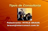 Tipos de Consultoria Palestrante: MYRLE BRAUN braun@interconect.com.br.