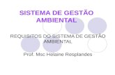 REQUISITOS DO SISTEMA DE GESTÃO AMBIENTAL Prof. Msc Helaine Resplandes SISTEMA DE GESTÃO AMBIENTAL.