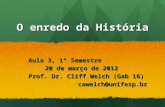 O enredo da História Aula 3, 1º Semestre 20 de março de 2012 Prof. Dr. Cliff Welch (Gab 16) cawelch@unifesp.br.