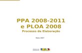 1 Maio 2007 Processo de Elaboração PPA 2008-2011 e PLOA 2008.