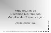 Tecn. Amb. Distribuídos: Modelos de Comunicação em Sistemas Distribuídos 1 Arquiteturas de Sistemas Distribuídos: Modelos de Comunicação Alcides Calsavara.
