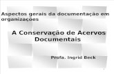 1 A Conservação de Acervos Documentais Profa. Ingrid Beck Aspectos gerais da documentação em organizações.