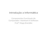 Introdução a Informática Componentes Funcionais do Computador: Hardware X Software Profº Diego Brandão.