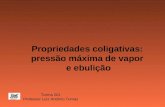 Propriedades coligativas: pressão máxima de vapor e ebulição Turma 201 Professor Luiz Antônio Tomaz.