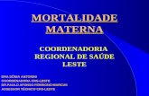 MORTALIDADE MATERNA COORDENADORIA REGIONAL DE SAÚDE LESTE DRA.SÔNIA ANTONINI COORDENADORA CRS-LESTE DR.PAULO AFONSO FERRIGNO MARCUS ASSESSOR TÉCNICO CRS-LESTE.