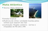 Mata Atlântica Bioma: Mata Atlântica Floresta tropical Influência do clima: umidade trazida pelos ventos que sopram do mar Localização: Região costeira.