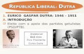 1.EURICO GASPAR DUTRA: 1946 – 1951 A.INTRODUÇÃO Eleito com o apoio dos partidos getulistas (PSD/PTB). R EPÚBLICA L IBERAL: D UTRA.