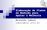 Elaboração de Planos de Medição para Apoiar a Melhoria Reinaldo Cabral cabral@cos.ufrj.br.
