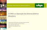Operador Nacional do Sistema Elétrico O ONS e a Operação do Sistema Elétrico Brasileiro Apresentação da Disciplina de Estágio Supervisionado Universidade.