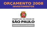 ORÇAMENTO 2008 INVESTIMENTOS. RECEITA 2008 DESPESA POR FUNÇÃO - 2008.